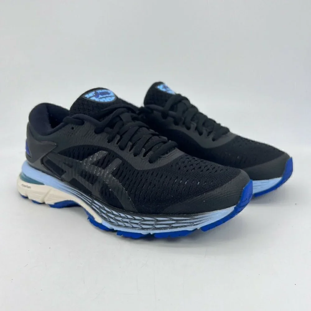 Asics Gel Kayano 25 Black Blue Athletic Running Women Shoes 1012A026 Size 6.5